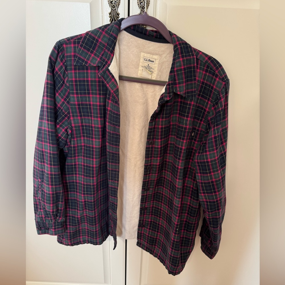 LLBean fleece lined flannel shirt